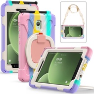 3 Layer Protection Military Armor Rugged Case For Samsung Galaxy Tab Active5 Active3 8 inch With Rotating Hand Ring Kickstand Holder Built-in S-Pen Holder