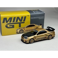 โมเดลรถ Nissan Skyline GTR R34 Top Secret Gold #676 Scale 1:64 ยี่ห้อ Minigt