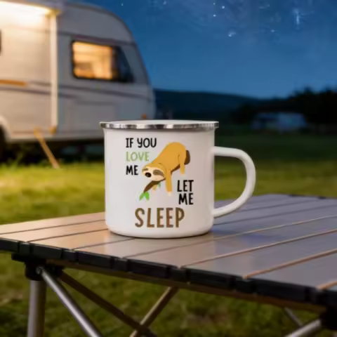 Enamel Cup of Coffee Take It Sloth Enamel Mug Funny Cups Cute Mugs Mug for Tea Drinkware Rare Person