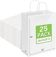 Premium Kraft Paper Shopping Bags with Handles, Retail Shopping Bags 17.5” x 7.25” x 17.75” H Inches