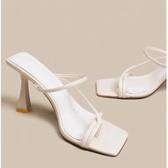 Huilm Womens High Heel Sandals 7cm Heel 2024 Korean Style Root Open Toe Square Toe Temperament Fashi