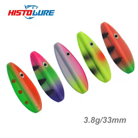 HISTOLURE 3.8g/33mm Inline Fishing Trout Spoon UV Colors Metal Lures Slow Wobbling Spinner Bait jig 
