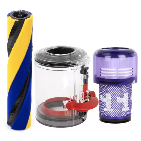 HEPA Filter & Soft Brush Roller & Dust Bin For Dyson V12 Detect Slim, V12 Detect Slim+, V12 Detect S