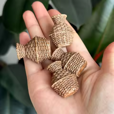 4pcs Miniature Woven Basket, Model House Accessories, Miniature Willow Basket for Crafts, Miniature 