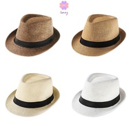 LONNG Straw Panama Cap Summer Gangster Cap Beach Jazz Dress Hat