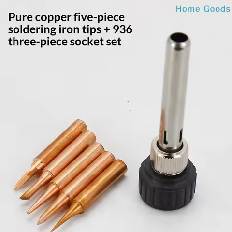 Soldering Iron Tips 900M K 2.4D 3C B I Pure Copper 1 Set Compatible with 936 Handle Solder Job Elect