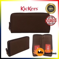 KICKERS ORIGINAL GENUINE LEATHER LONG WALLET ZIP ZIPPER MEN WOMEN DOMPET BEG DUIT WALLET PANJANG KUL