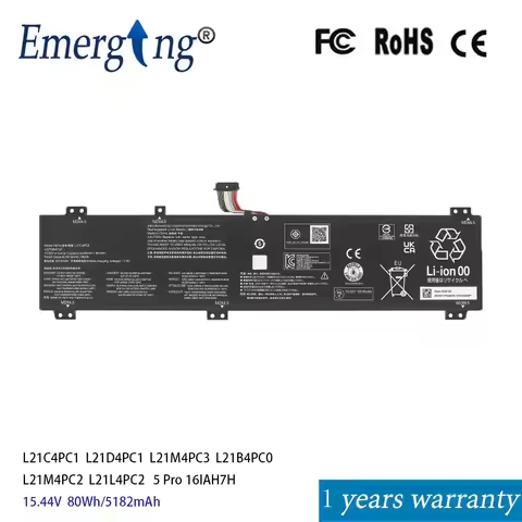 Emerging Battery For Lenovo Legion 5 Pro 16IAH7H L21C4PC1 L21L4PC2 L21D4PC1 L21M4PC3 L21B4PC0 L21M4P