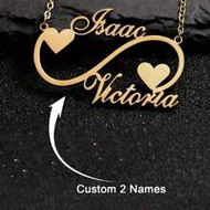 1PC Custom Two Names Infinity Necklace Women Jewelry Stainless Steel Personalized Double Nameplate H