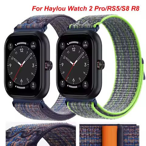 20mm 22mm Embroidery Nylon Loop For Haylou Watch 2 Pro/Solar 5 Sport Wrist Bracelet For Haylou RS4/R