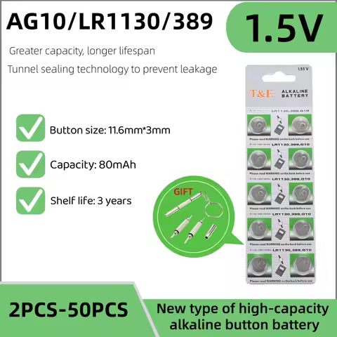 AG10 LR1130W Batteries 389A LR54 L1131 SR1130 1.55v High Capacity Button Cell Coin Battery for Watch