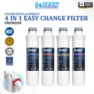 I-TECH 4 in 1 Quick Change Water Filter Cartridge Replacement Antibacterial Filter Halal Certified