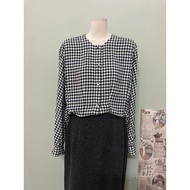Women's blue and black checkered Japanese shirt size L a84