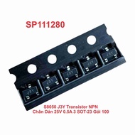 S8050 J3Y NPN Transistor 25V 0.5A 3 Pins SOT-23 Pack of 100