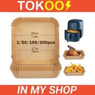 100pcs Square - Air Fryer Paper Square Disposable Baking Papers for Air Fryer Non-Stick Water Proof 