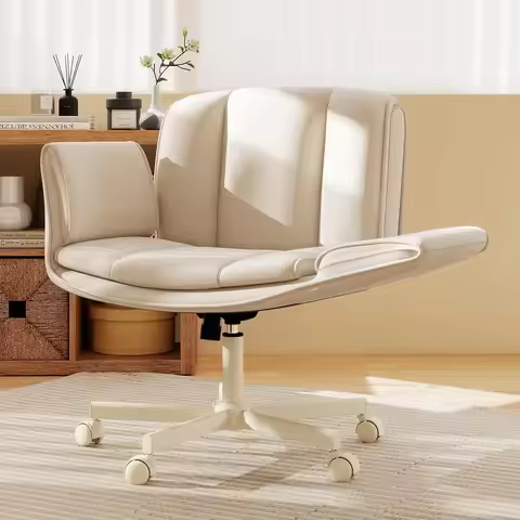 Criss Cross Chair Wheels Armrests Height Adjustable PU Leather Desk Chair Home Office Makeup, Custom