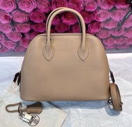 Hermes bolide 25 芝麻色 銀扣 保齡球包 U刻 內拼錦葵紫