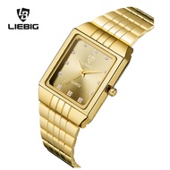 LIEBIG นาฬิกาแฟชั่นใหม่สีทองแบบลำลองสำหรับผู้หญิงและผู้ชายนาฬิกาคู่รัก8808