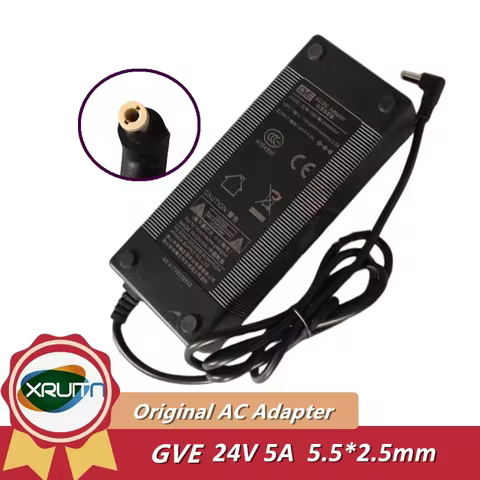 Genuine GVE GM120-2400500-F 24V 5A 5.5*2.5mm AC/DC Adapter Charger For GM130-2400500-F 120W Power Su