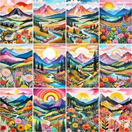 RUOPOTY 20x30cm Paint By Numbers With frame Decorative Paintings Natural Scenery Easel Home Decor