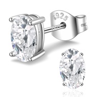 HAINBAG Cubic Zirconia Earrings Studs: 0.8ct Square Princess Birthstone | Clear 1ct Diamond CZ Stud 