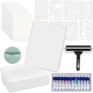 Gel Printing Plate Kit-Reusable 8" X 10" Easy to Clean DIY Printmaking Tool for Art Card Making Scra