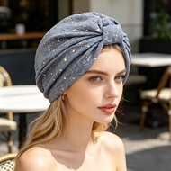 Glitter Crinkle Turban Headband for Women, Stretchy Ethnic Style Knotted Wrap Cap