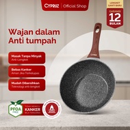 Cypruz Grey Marble Fry Wok / Wajan Penggorengan Anti Lengket