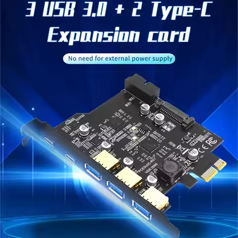 TISHRIC PCIE USB Type C Adapter PCI E Express Expansion Card PCIE 1X To 3 USB3.0 Type-C Controller S