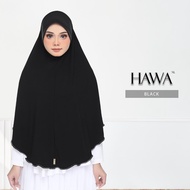 Tudung Umrah XL Putih Hitam Awning Scuba Mosscrepe Ironless