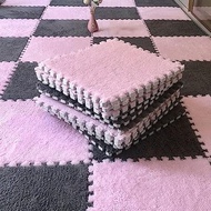 10pcs Plush Puzzle Foam Floor Mat, Soft Fluffy Interlocking Square Foam Tiles Area Rugs Carpet for P