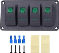 4 Gang Rocker Switch Panel with LED Backlight and Overheat Protection, 5 - Pin Toggle Circuit Breake