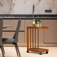 柚木移動茶几 附輪沙發邊桌 雙層桌板 床邊桌 收納家具
