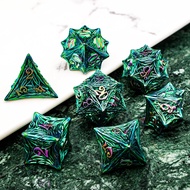 ชุดลูกเต๋า D&D 7 ชิ้น รากต้นไม้โลหะ Dnd Dungeon and Dragon ชุดลูกเต๋า D และ D D6 รูปทรงหลายเหลี่ยม ช