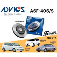 ADVICS Heavy Duty A6F-406/S Brake Disc Rotor Set Toyota Camry ACV30 Estima ACR30 Ipsum ACM21 (FRONT)