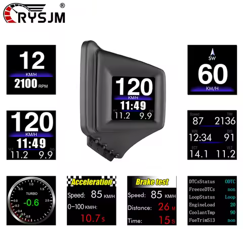 P8 Car OBD2 HUD Multi-Function Head Up Display Large Font Gauge Car Accessories Speed Clock RPM Volt