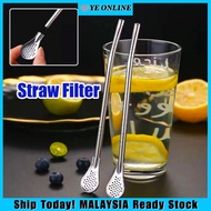 Stainless Steel Straw Filter Reusable Metal Straw Spoon Cocktail Stirrer Washable Tea Tool Cleaning Brush Tools 过滤吸管勺