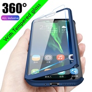 Samsung Note 10 Note 10Plus Note 9 S10 S10Lite S10Plus S8 S9 Plus Full Cover Matte Case Tempered Glass 360 Case
