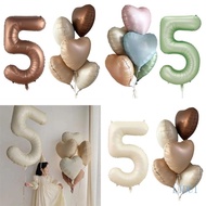 LIDU1 6Pcs Cream Color Number Balloon Set  Caramel Number 0-9 Balloon Foil Helium  Birthday Wedding 