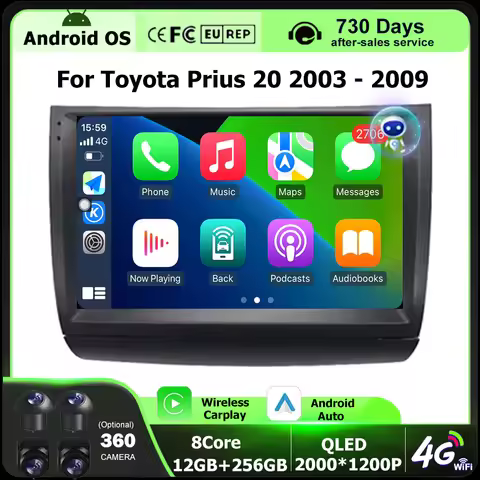 Car Radio Multimedia Video Player GPS Navigation QLED Screen For Toyota Prius 20 2003-2009 Android A