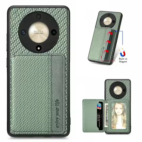 HONOR X9D X9C X9B 5G Leather Card Case Anti-theft Magnetic Back Panel Honor X9B Case Phone Hono X9 D
