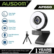 Ausdom AF660 Webcam AutoFocus 1080P 60FPS Ring Light Tripod