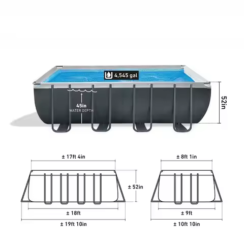 Ultra XTR 18x9x52 Rectangular Frame Swimming Pool Set with Filter Pump Above Ground