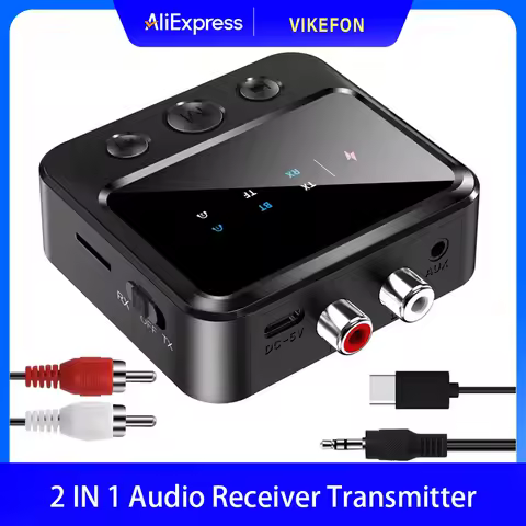 2 IN 1 Bluetooth 5.4 Audio Receiver Transmitter 3.5mm Aux RCA TF Card Wireless Stereo Music Audio Ad