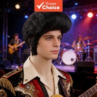 Elvis Presley Black Pompadour Synthetic Wig 50s Rock Roll Cosplay Accessory