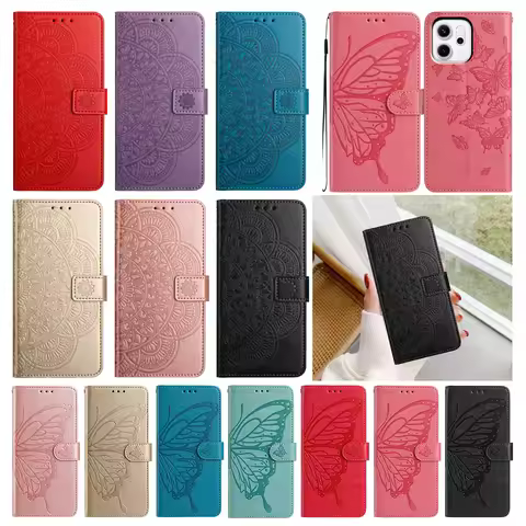 Butterfly Flower Leather Phone Wallet Case Book For OPPO Reno 7 Lite 7Z Z A54 A57 A58 A74 A77 A93 A9