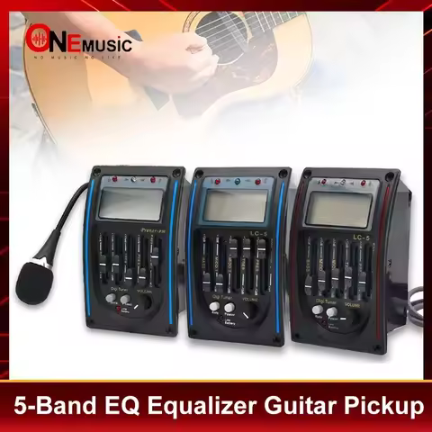 LC-5/4 5 Band Acoustic Guitar Preamp EQ Equalizer Pickup Tuner System with Micro Phone Pickup for Ac
