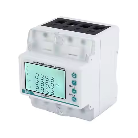 AS94-3 Phase 4 Wire 100A Tuya Wifi Smart Bi-Directional Energy Power Kwh Meter Over Under Voltage Pr