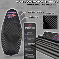 Motorcycle Seat Leather Chess Sandpaper 3D Motif Ahrs Racing Logo Standard Size 85x50 cm Universal P