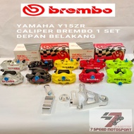 🔥BREMB0 CNC CALIPER PUMP YAMAHA Y15ZR DEPAN 4 POT BELANKANG 2 POT SET SIAP BRAKE PAD & BRACKET THAIL